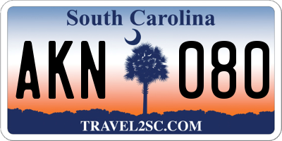 SC license plate AKN080