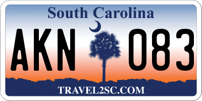 SC license plate AKN083