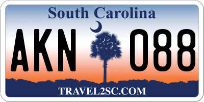 SC license plate AKN088