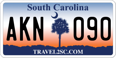 SC license plate AKN090