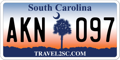 SC license plate AKN097