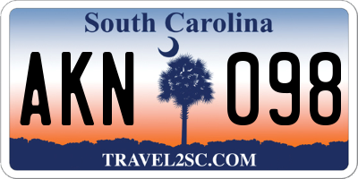 SC license plate AKN098