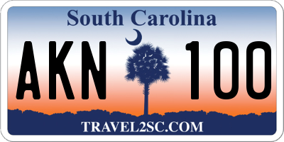SC license plate AKN100