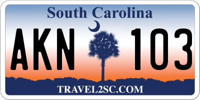 SC license plate AKN103