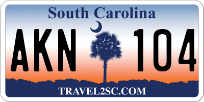 SC license plate AKN104