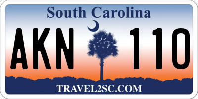 SC license plate AKN110