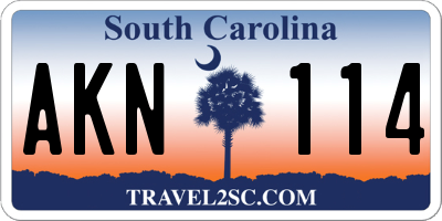 SC license plate AKN114