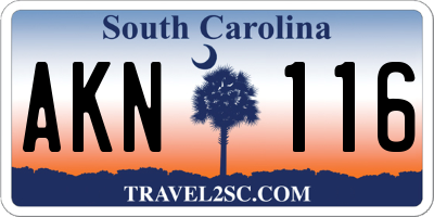 SC license plate AKN116