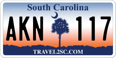 SC license plate AKN117