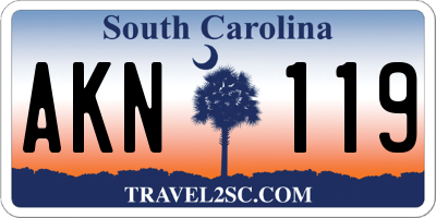 SC license plate AKN119