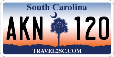 SC license plate AKN120