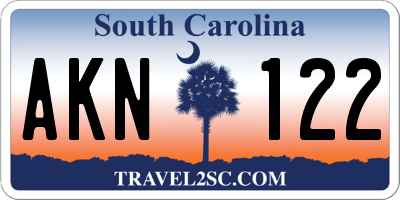 SC license plate AKN122