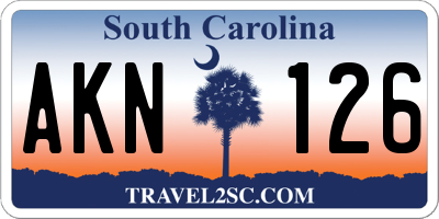SC license plate AKN126