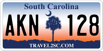 SC license plate AKN128