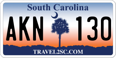 SC license plate AKN130