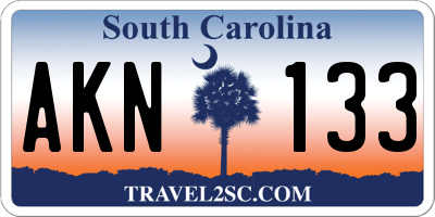 SC license plate AKN133