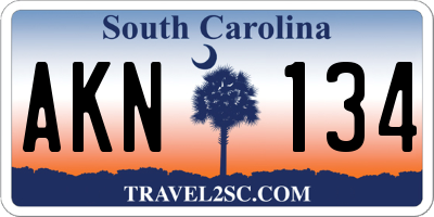 SC license plate AKN134