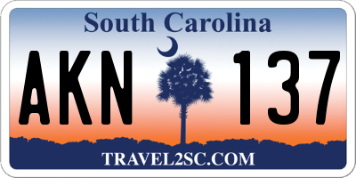 SC license plate AKN137