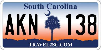 SC license plate AKN138