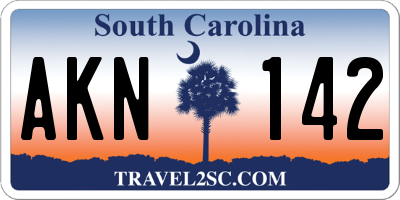 SC license plate AKN142