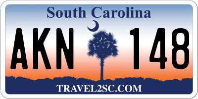 SC license plate AKN148