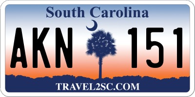 SC license plate AKN151