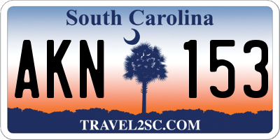 SC license plate AKN153