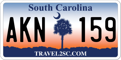 SC license plate AKN159