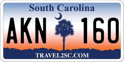 SC license plate AKN160