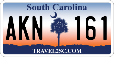 SC license plate AKN161