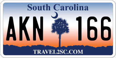 SC license plate AKN166