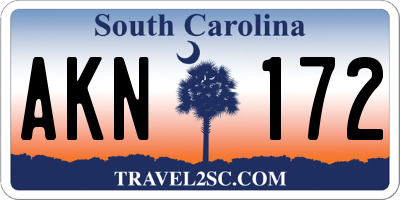 SC license plate AKN172