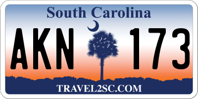 SC license plate AKN173