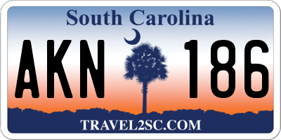SC license plate AKN186