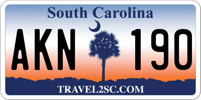 SC license plate AKN190