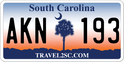 SC license plate AKN193