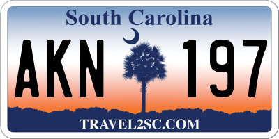 SC license plate AKN197