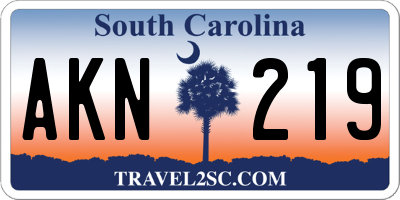 SC license plate AKN219