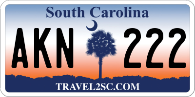 SC license plate AKN222