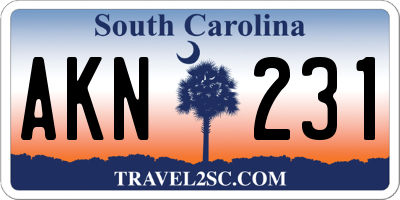 SC license plate AKN231