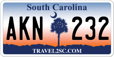 SC license plate AKN232