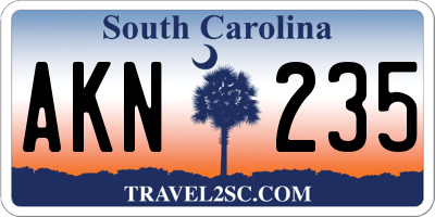 SC license plate AKN235