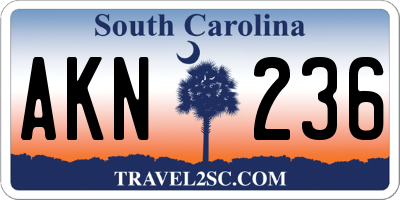 SC license plate AKN236