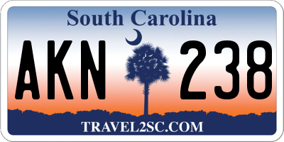 SC license plate AKN238