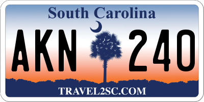 SC license plate AKN240