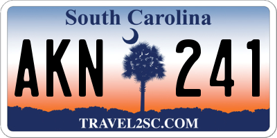 SC license plate AKN241