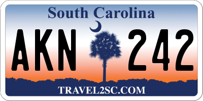 SC license plate AKN242