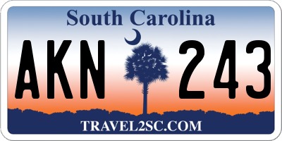 SC license plate AKN243