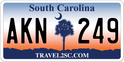 SC license plate AKN249