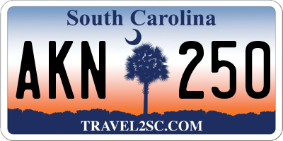 SC license plate AKN250